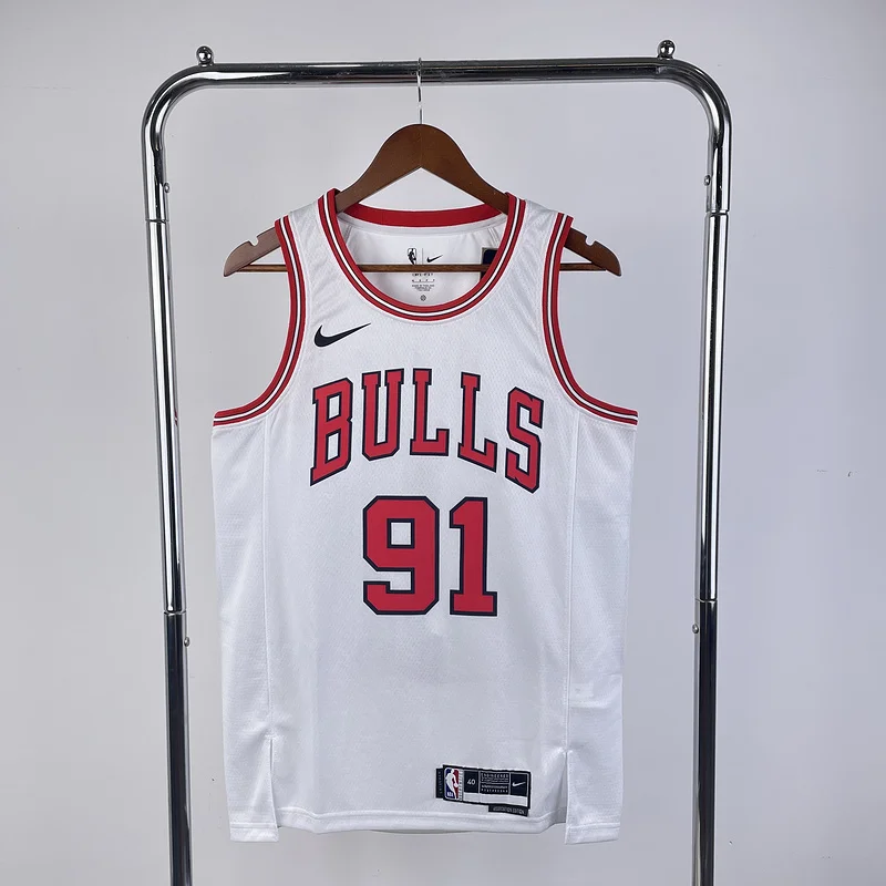 2023 Season NBA Chicago Bulls Basketball jersey white #91 RODMAN