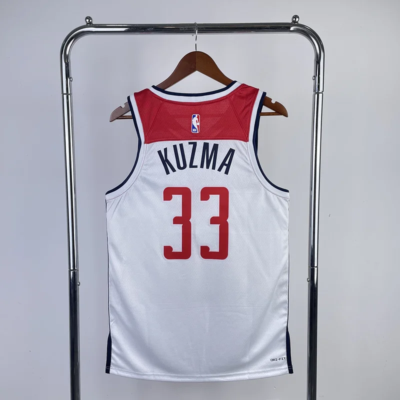 2023  Washington Wizards Basketball Jersey   Home  White  #33    KUZMA