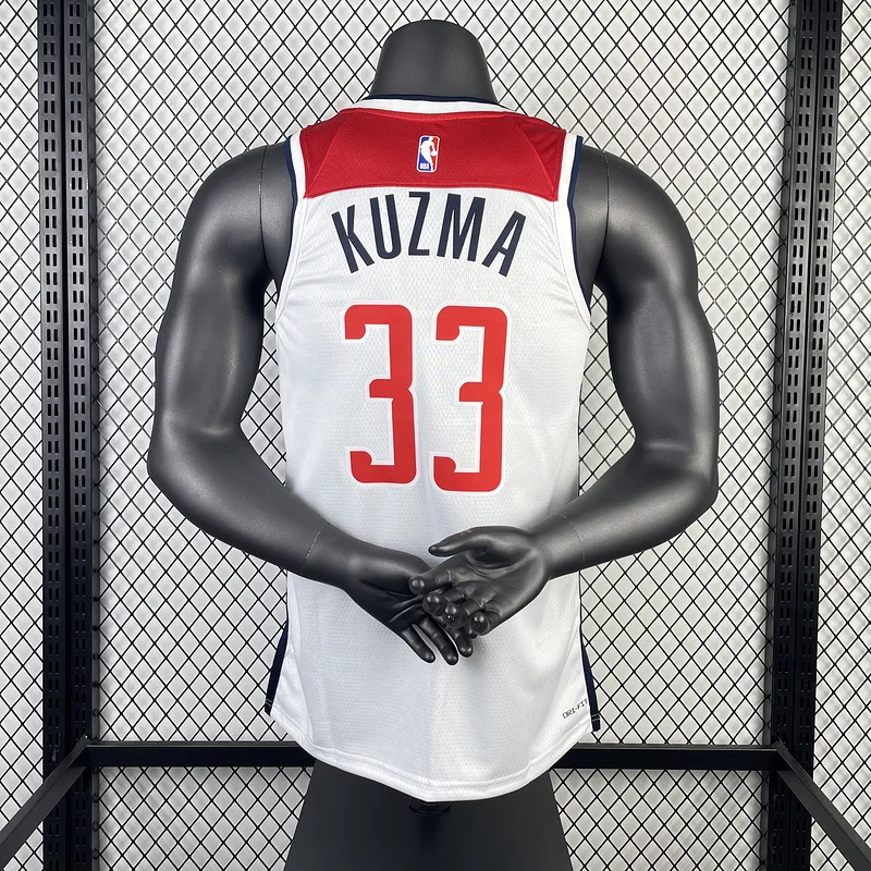 2023  Washington Wizards Basketball Jersey   Home  White  #33    KUZMA