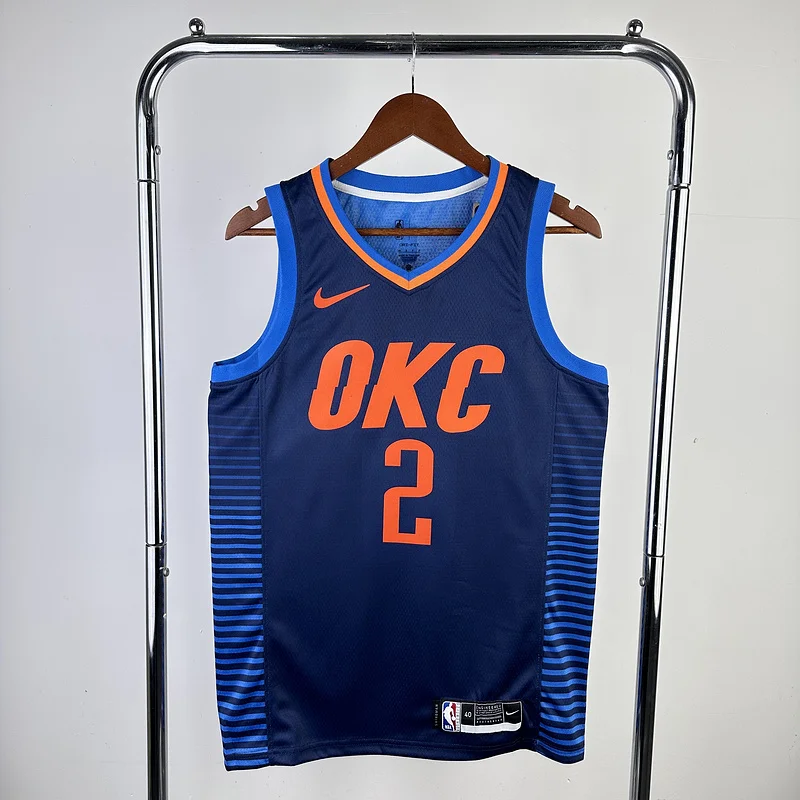 NBA Oklahoma City Thunder Basketball Jersey Blue stripe #2 GILGEOUS ALEXANDER