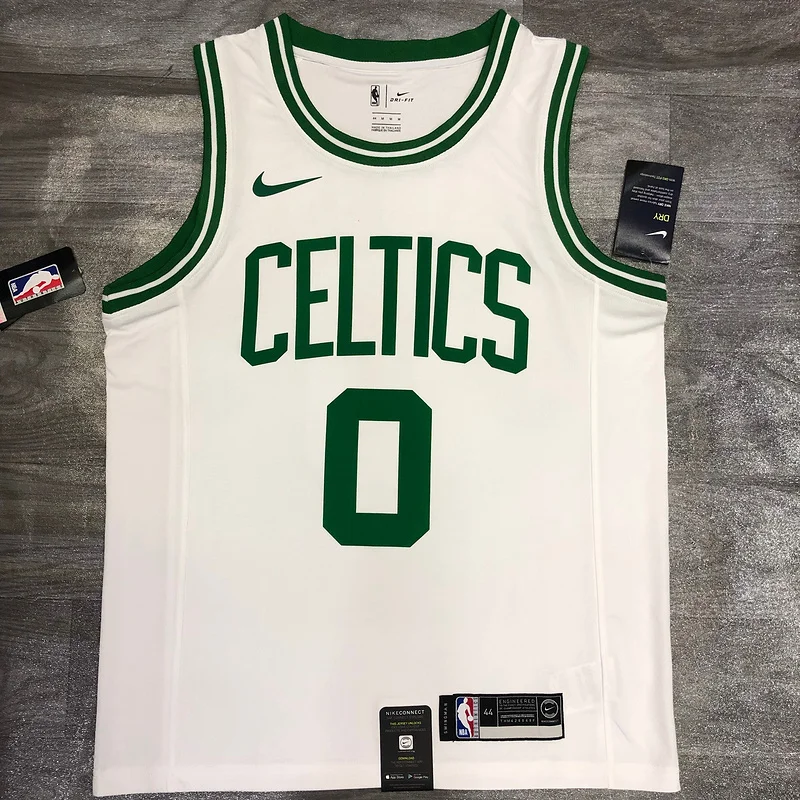 NBA Boston Celtics Basketball Jersey Retro White #0 TATUM