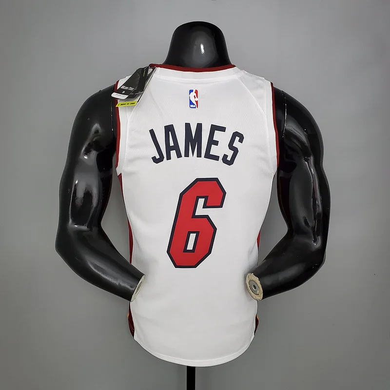 NBA Miami Heat basketball jersey V-neck White #6 JAMES