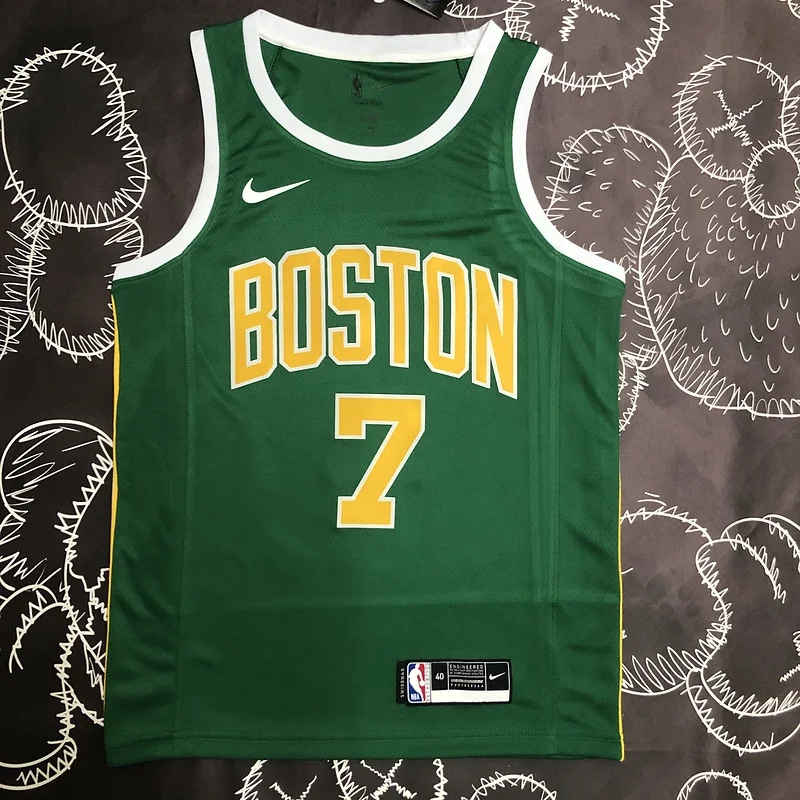 NBA Boston Celtics Basketball Jersey Green Gold #7 BROWN