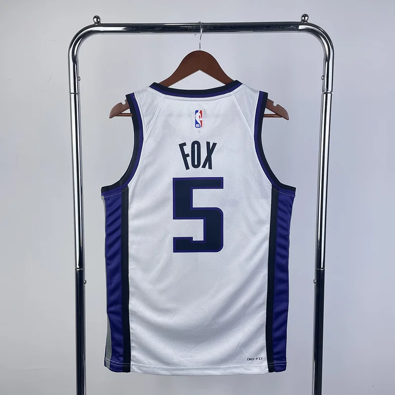 2024 Sacramento Kings Basketball Jersey Home White #5 FOX