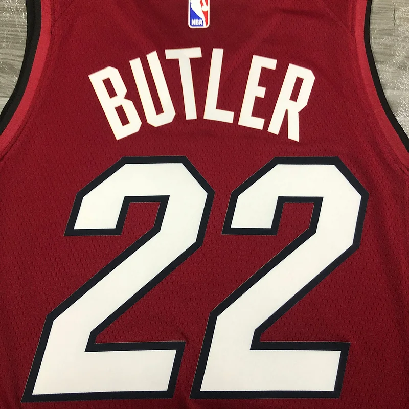 2021 Season NBA Miami Heat basketball jersey Jordan V-neck maroon red #22 BUTLER