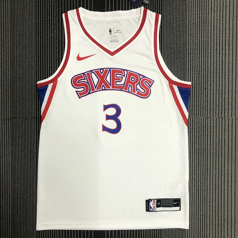 NBA Philadelphia 76ers Basketball Jersey  White #3 IVERSON