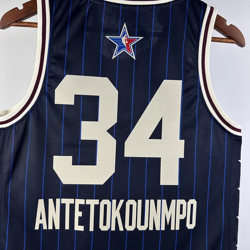 2024 Season Milwaukee Bucks All-Star Blue #34 Antetokounmpo Basketball jersey