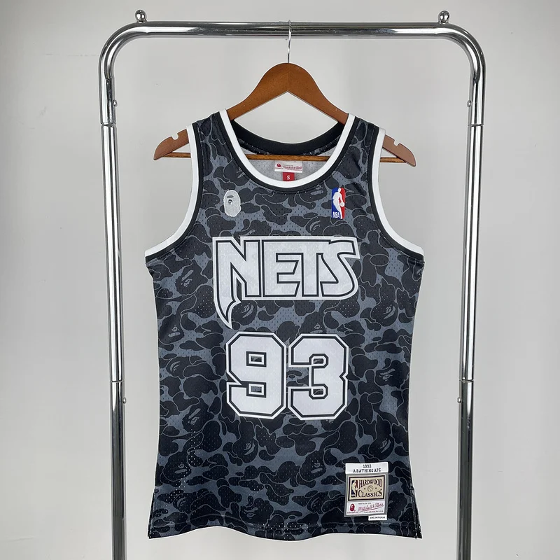 BAPE×M&N Co-branded Brooklyn Nets Basketball jersey Black #93