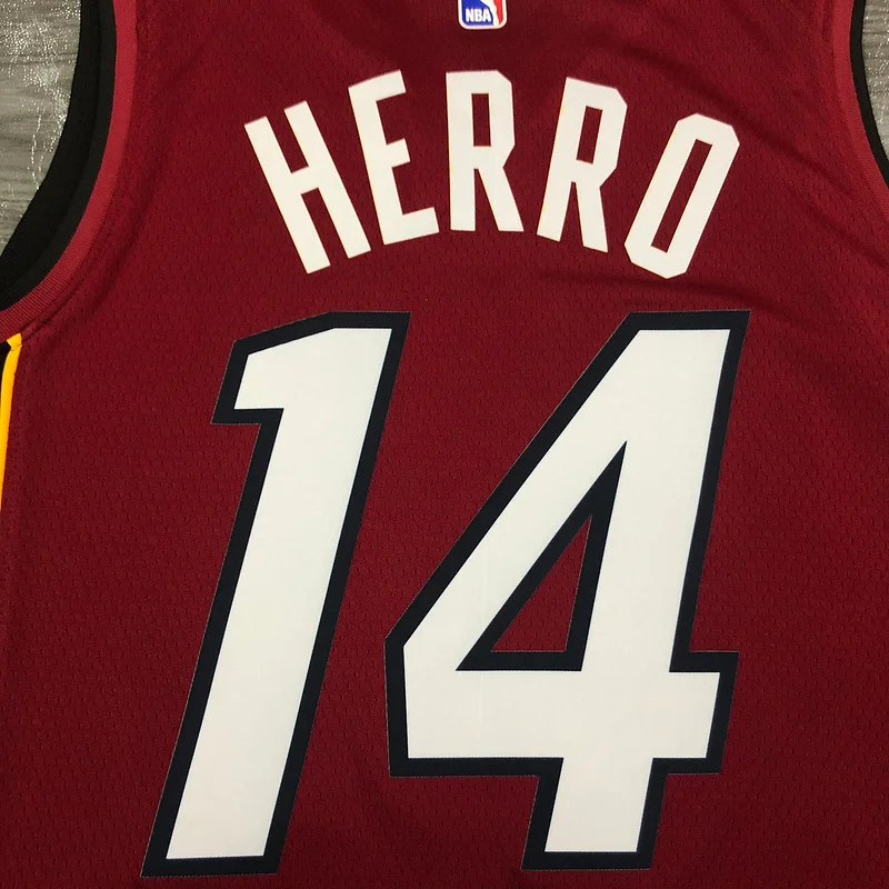 2021 Season NBA Miami Heat basketball jersey Jordan V-neck maroon red #14 HERRO