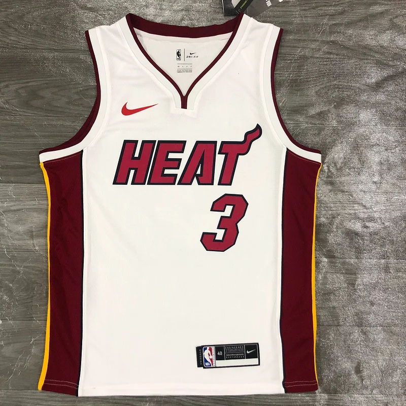 NBA Miami Heat basketball jersey V-neck White #3 WADE