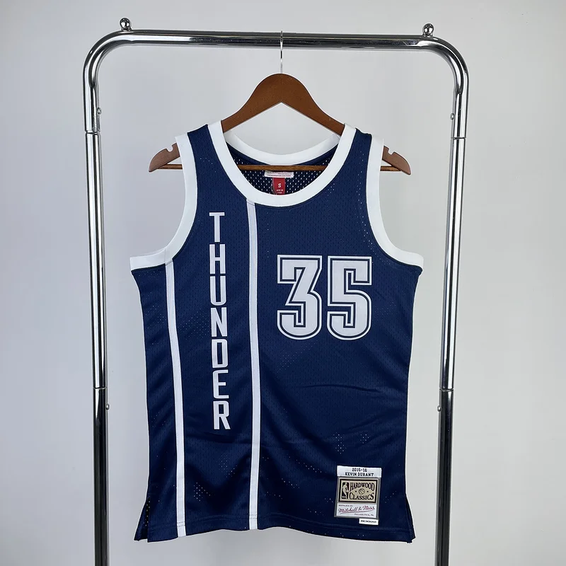 2015 2016 Mitchell Ness Hot Print Retro NBA Oklahoma City Thunder Basketball Jersey Blue #35 DURANT