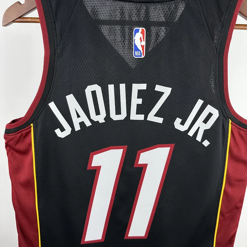 NBA Miami Heat basketball jersey V-neck Away Black #11 JAQUEZ JR