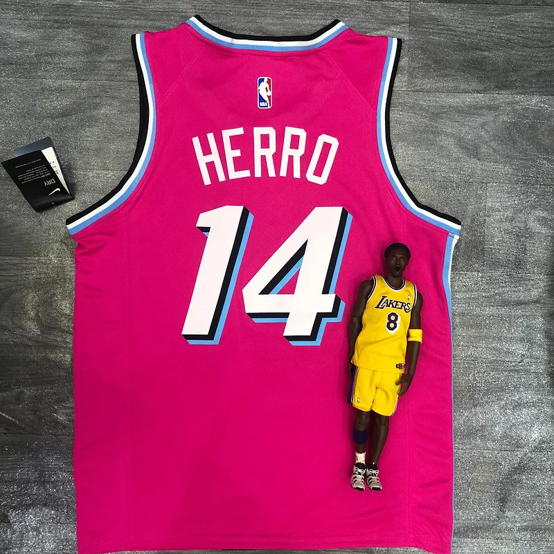 NBA Miami Heat basketball jersey round neck Pink #14 HERRO