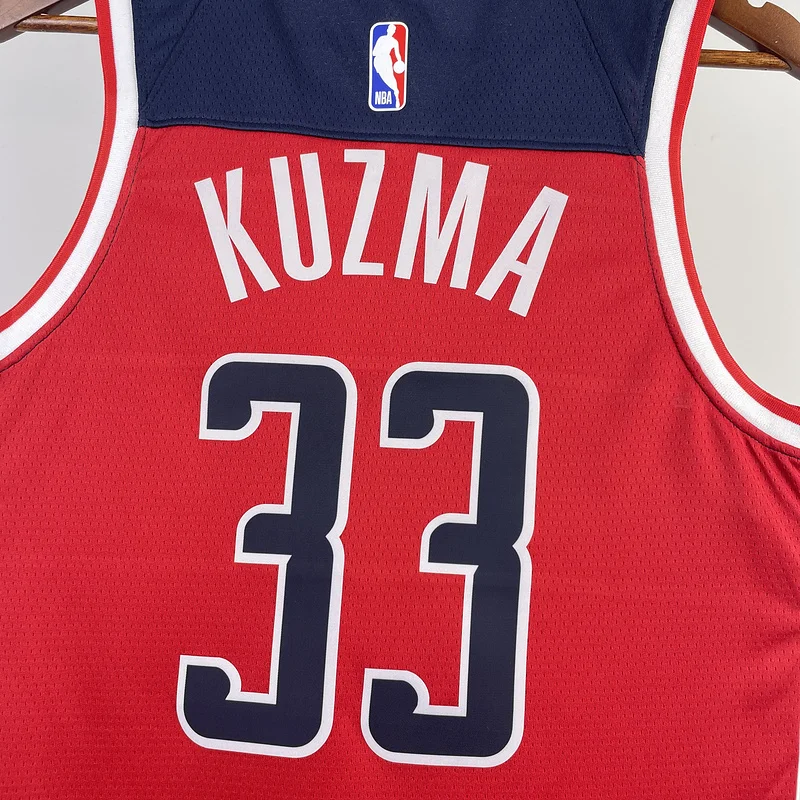 2023  Washington Wizards Basketball Jersey   Aawy   Red  #33    KUZMA