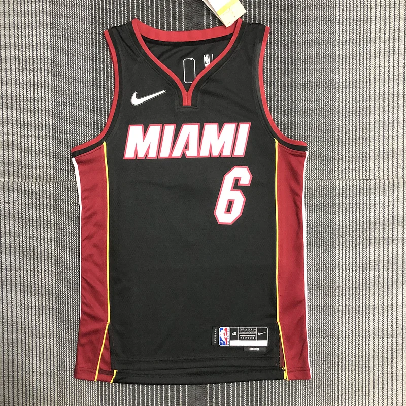 75th anniversary NBA Miami Heat basketball jersey Black #6 JAMES