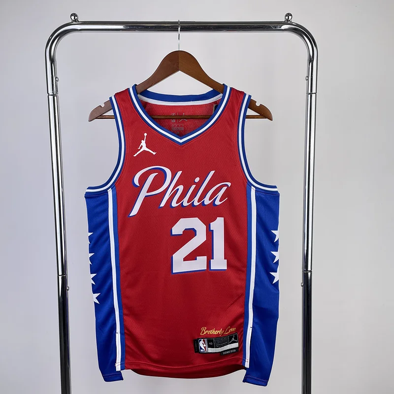 2023 Season NBA Philadelphia 76ers Basketball Jersey trapeze limited #21 EMBIID