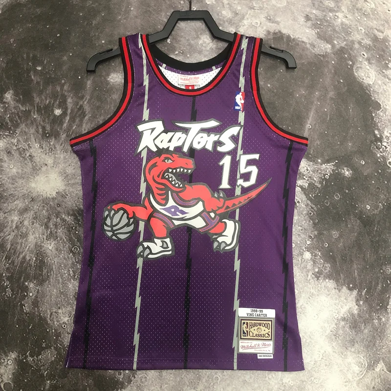 1999 Mitchell Ness Hot Print Retro NBA Toronto Raptors Basketball Jersey Purple #15 CARTER