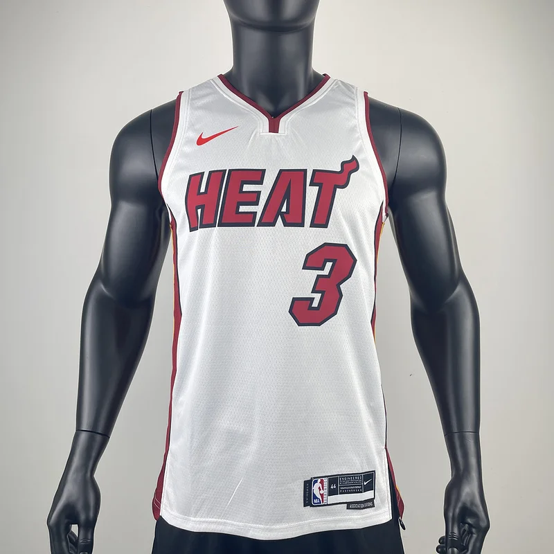 NBA Miami Heat basketball jersey V-neck White #3 WADE