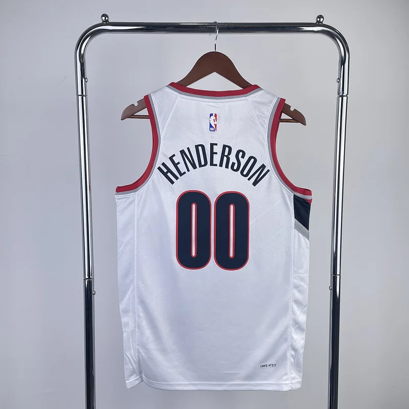 2023  Portland Trail Blazers Basketball Jersey   White  #00   HENDERSON