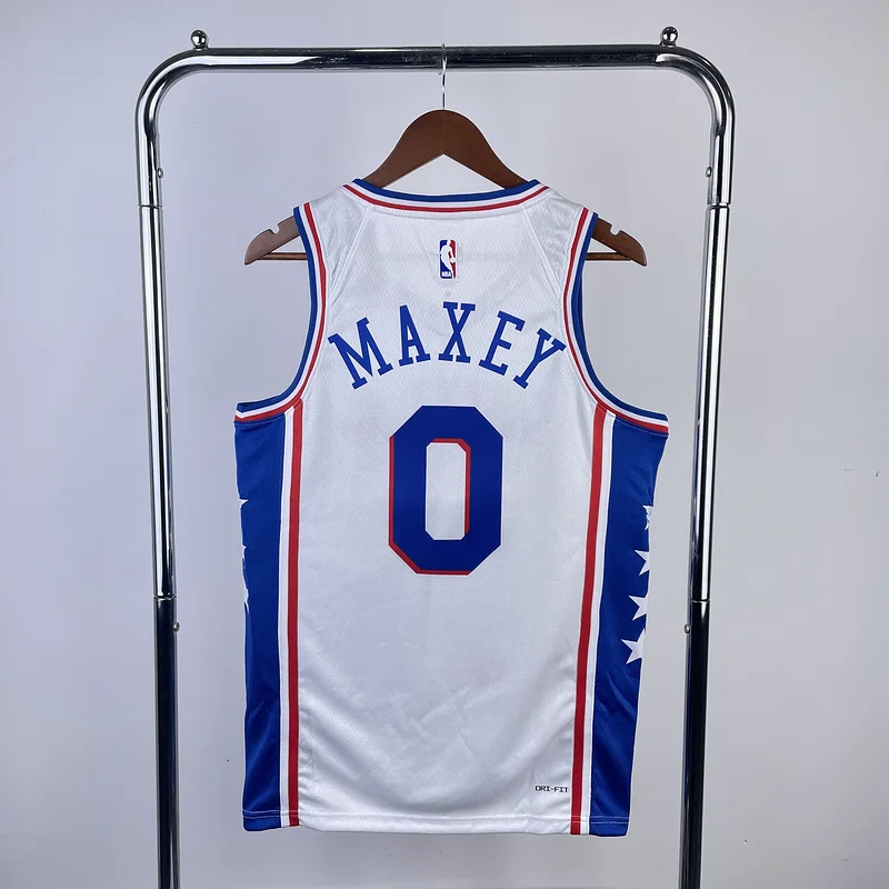 2023 Season NBA Philadelphia 76ers Basketball Jersey Home White #0 MAXEY