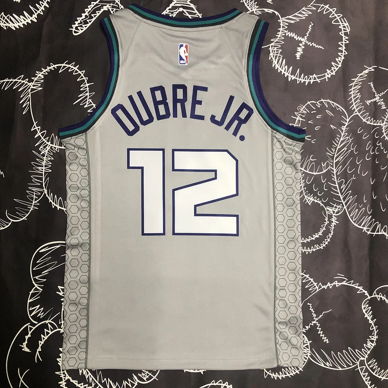 2019   Charlotte Hornets Basketball Jersey    Gray  #12  OUBRE JR