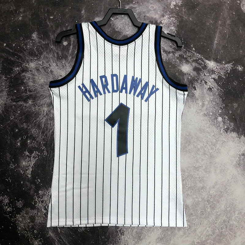 1994 Mitchell Ness Hot Print Retro Orlando Magic Basketball Jersey White #1 HARDAWAY