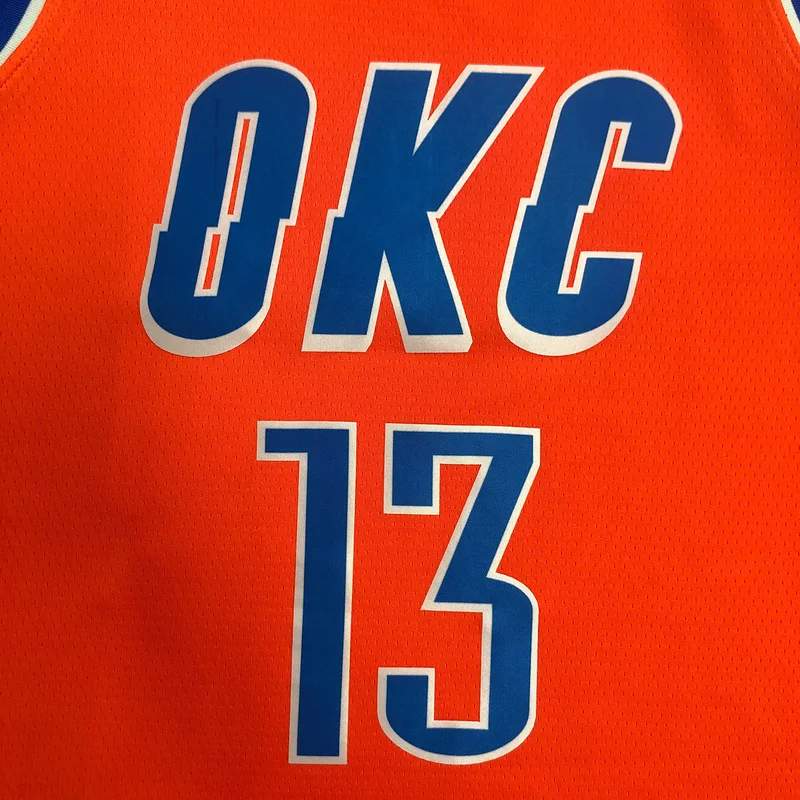 2021 NBA Oklahoma City Thunder Basketball Jersey trapeze Orange #13 GEORGE