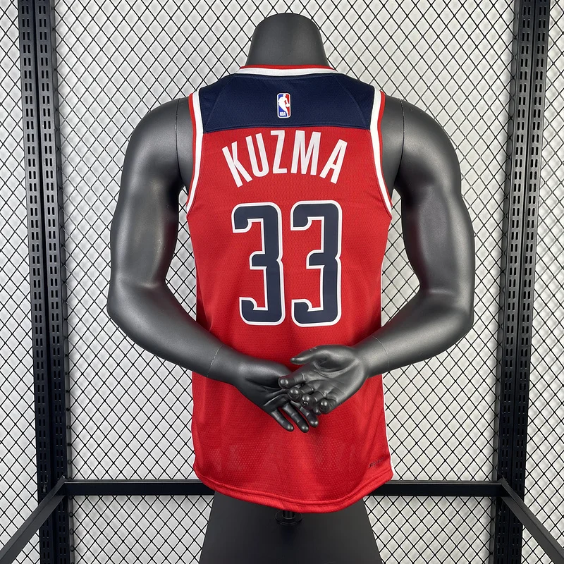 2023  Washington Wizards Basketball Jersey   Aawy   Red  #33    KUZMA