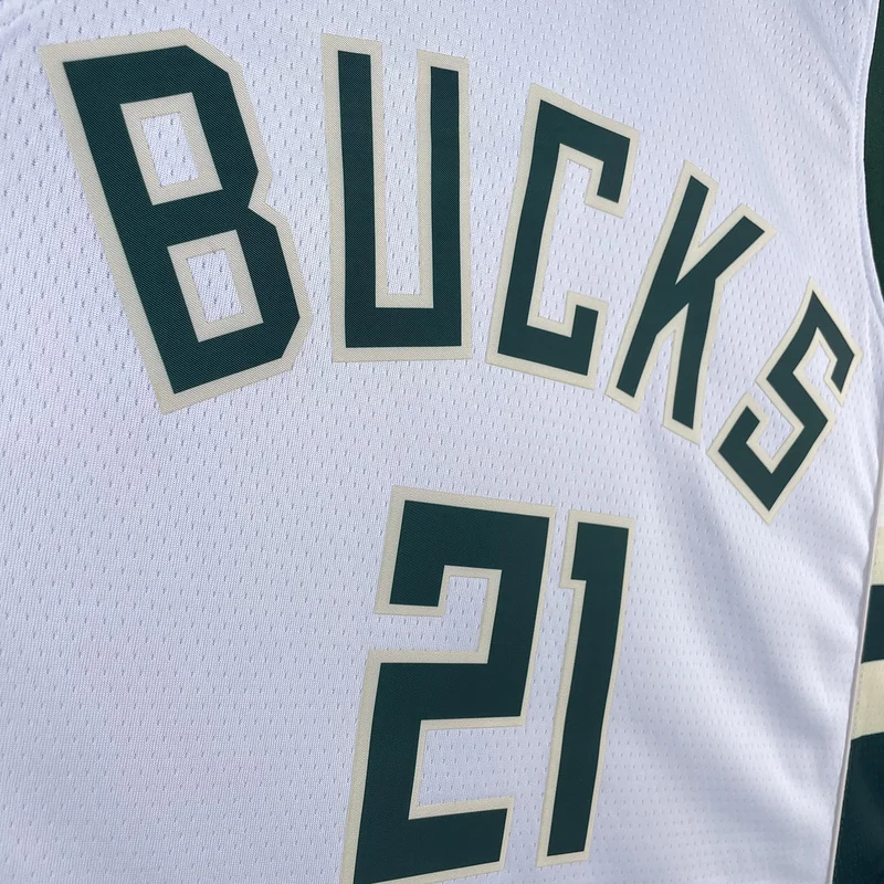 2023 Season NBA Milwaukee Bucks Basketball jersey Home White #21 HOLIDAY