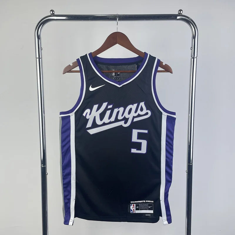 2024 Sacramento Kings Basketball Jersey Aawy Black #5 FOX