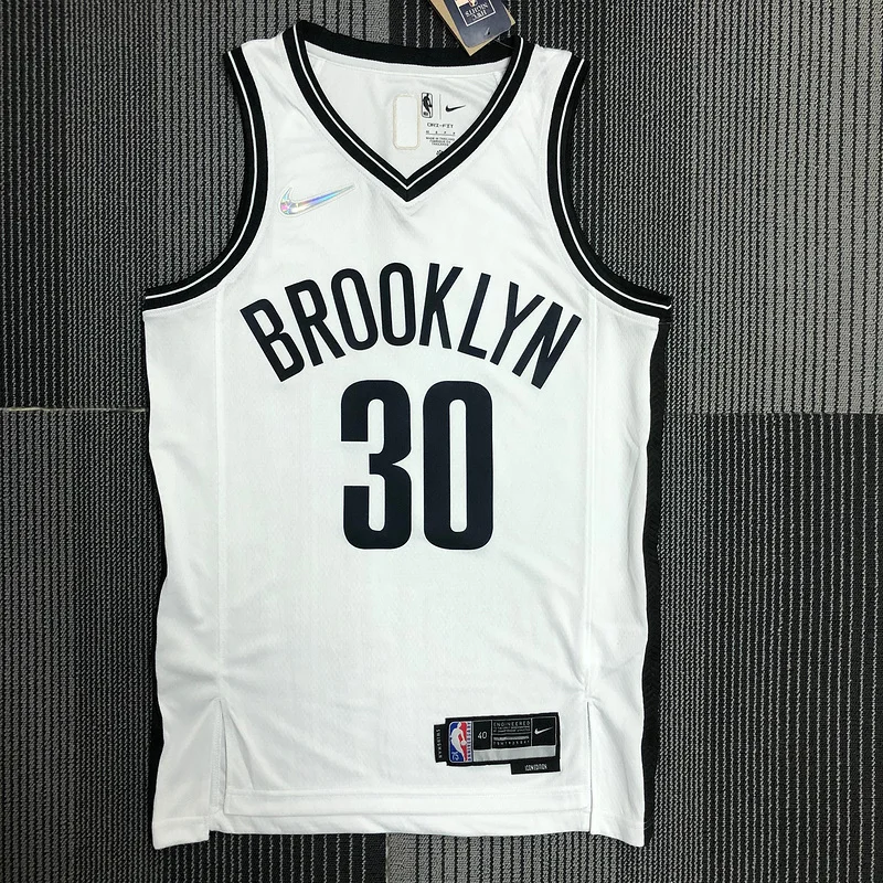 75th anniversary Brooklyn Nets Basketball jersey White #30 CURRY