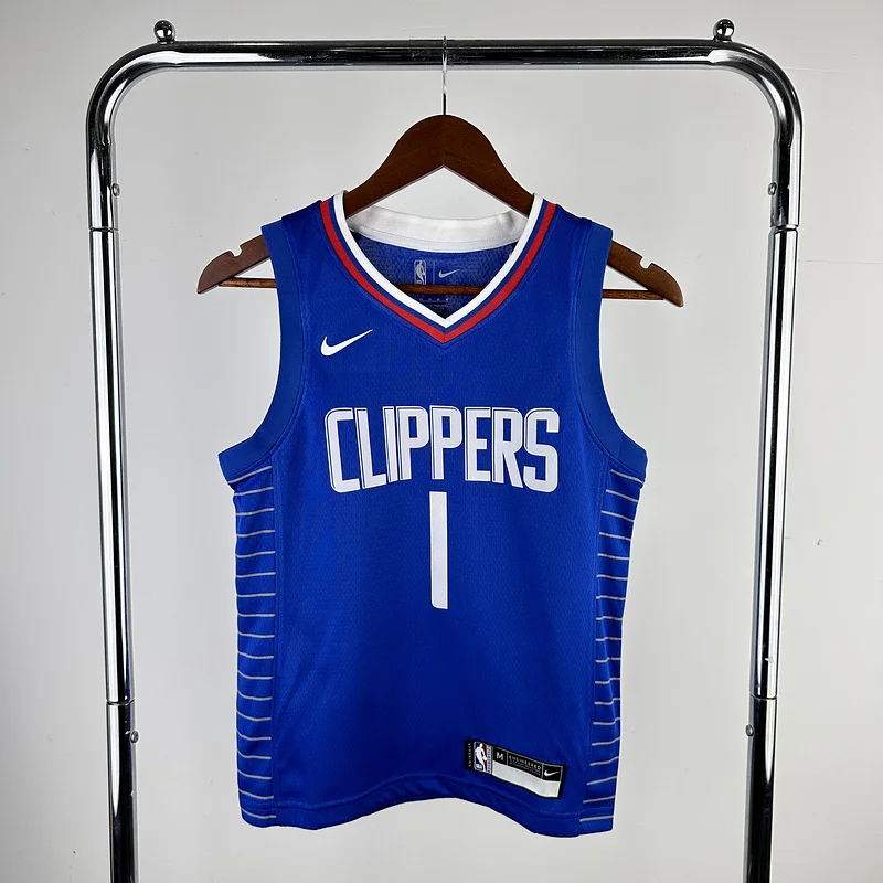 Youth kids Basketball Jersey Los Angeles Clippers Blue #1 HARDEN