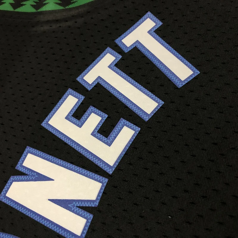 1997 1998 Mitchell Ness Hot Print Retro Minnesota Timberwolves Basketball Jersey Black #21 GARNETT