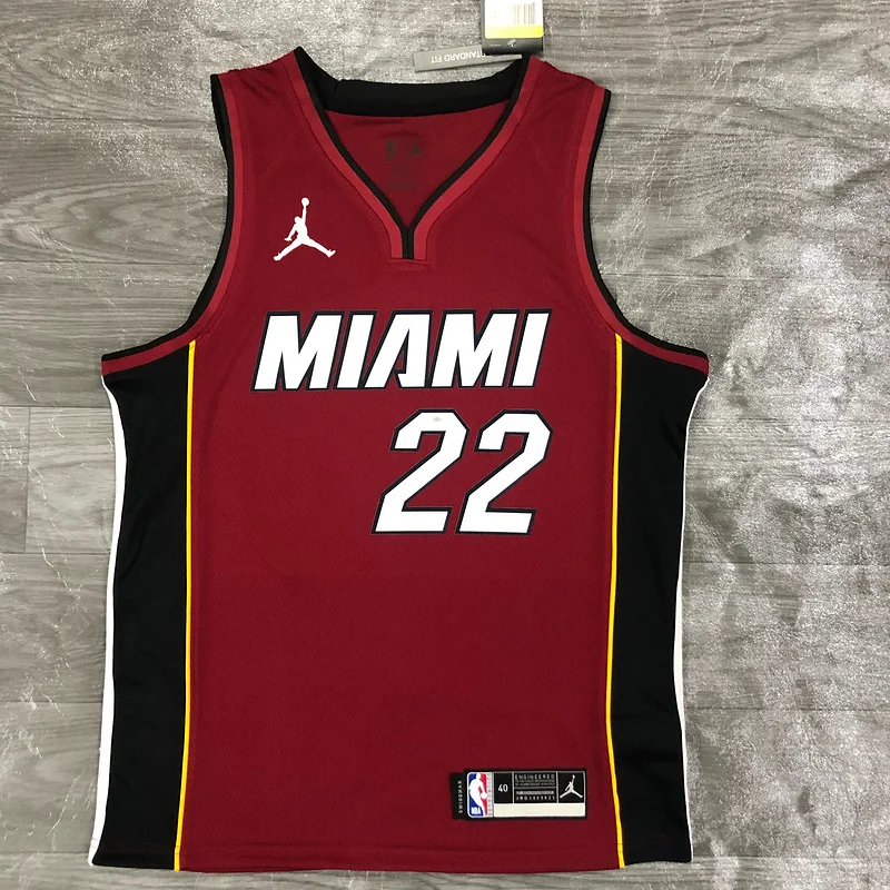 2021 Season NBA Miami Heat basketball jersey Jordan V-neck maroon red #22 BUTLER