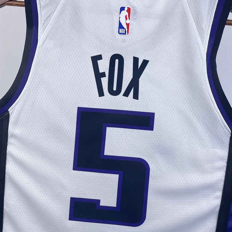 2024 Sacramento Kings Basketball Jersey Home White #5 FOX