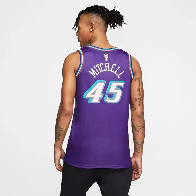 Utah Jazz Basketball Jersey Retro Purple #45 MITCHELL