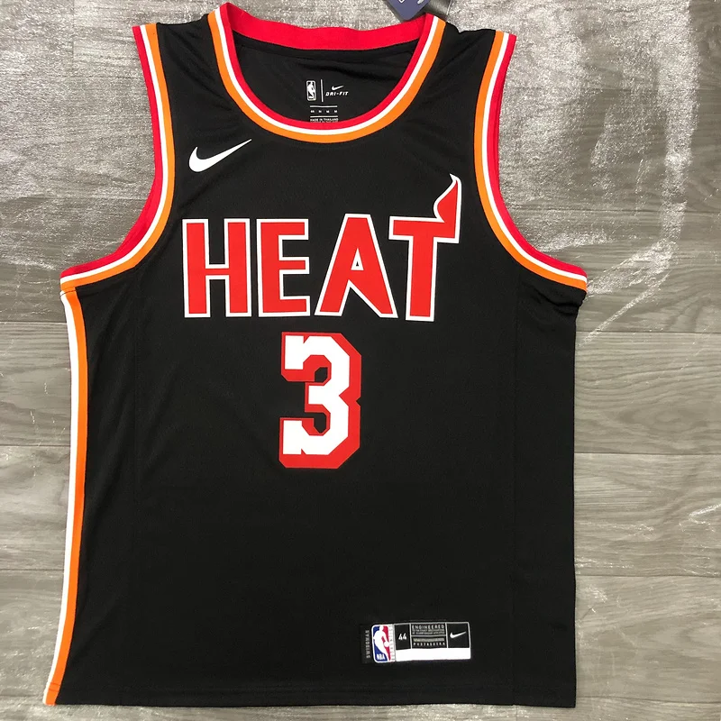 2018 Season NBA Miami Heat basketball jersey retro night Black #3 WADE