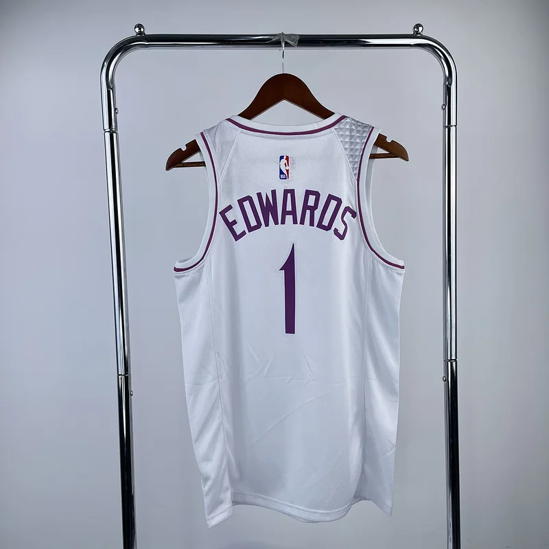 Minnesota Timberwolves Basketball Jersey white pink #1 EDWARDS