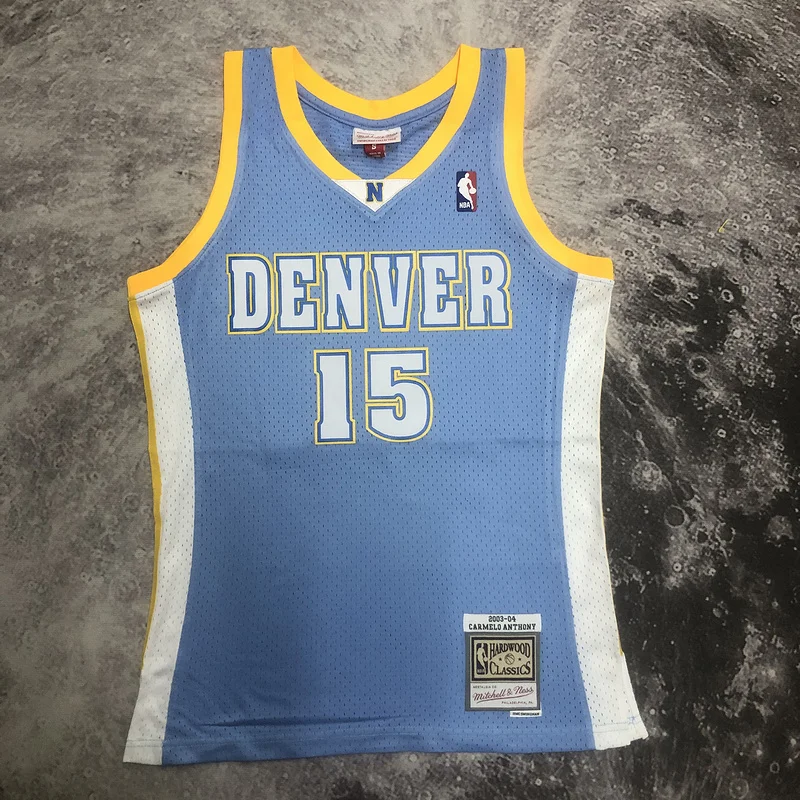 2003 2004 Season Mitchell Ness Hot Print Retro SW NBA Denver Nuggets Basketball jersey Blue #15 ANTHDNY