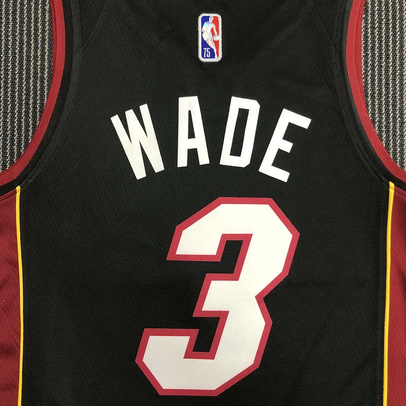 75th anniversary NBA Miami Heat basketball jersey Black #3 WADE