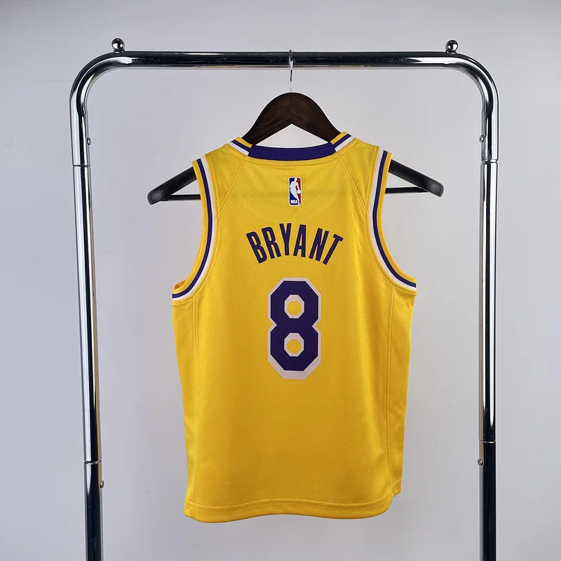 Youth kids Basketball Jersey Los Angeles Lakers Yellow #8 BRYANT