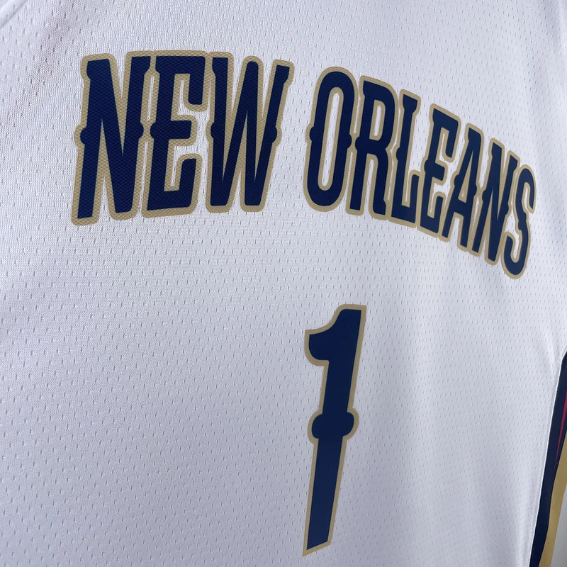 2023  New Orleans Pelicans Basketball jersey   Home   White  #1  WILLIAMSON