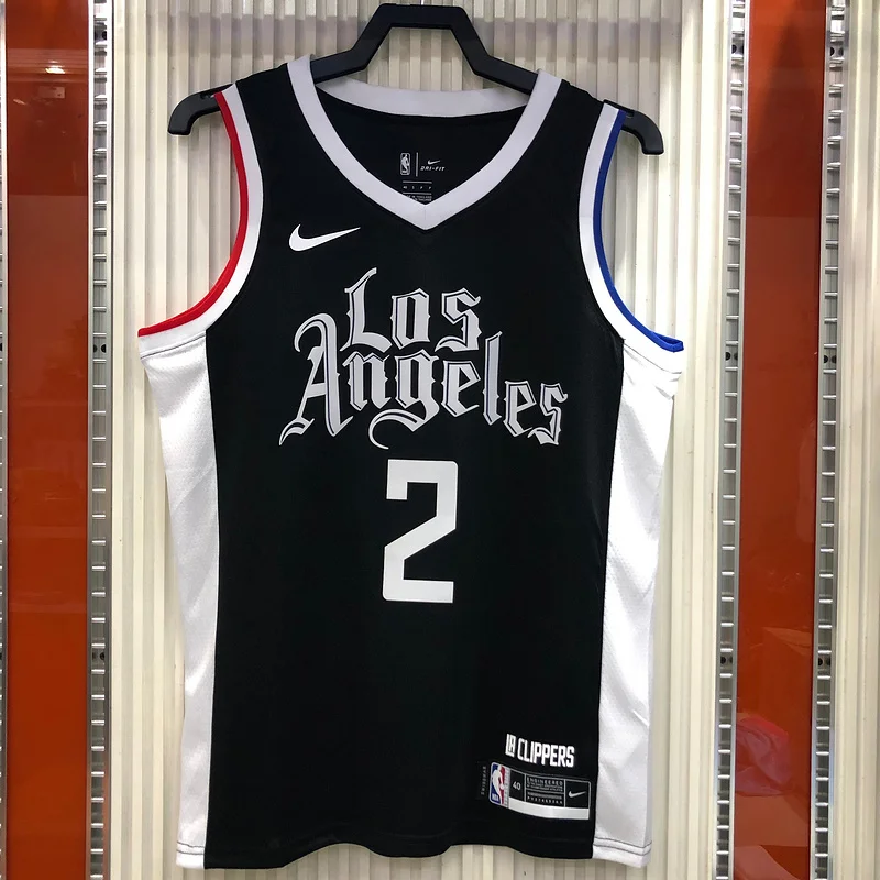 2021 Season NBA Los Angeles Clippers Basketball jersey  city version   Latin   Black  #2  LEONARD