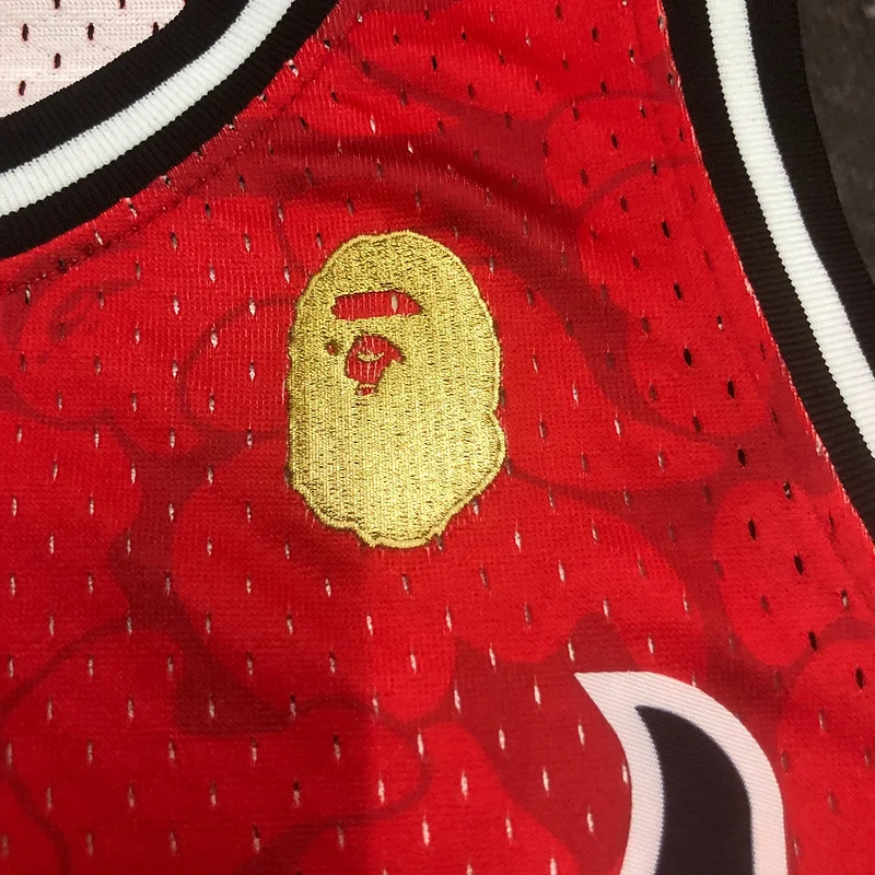 BAPE×M&N Co-branded NBA Miami Heat basketball jersey red 9 #3