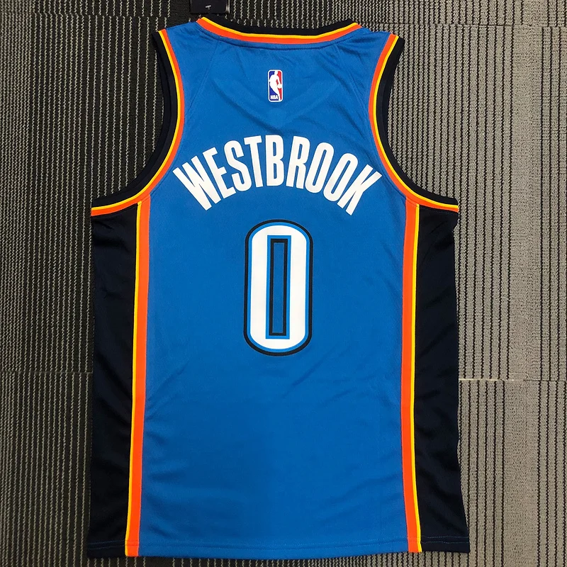 NBA Oklahoma City Thunder Basketball Jersey Blue #0 WESTBROOK