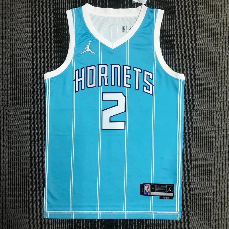 75th anniversary  Charlotte Hornets Basketball Jersey   Blue  #2  BALL