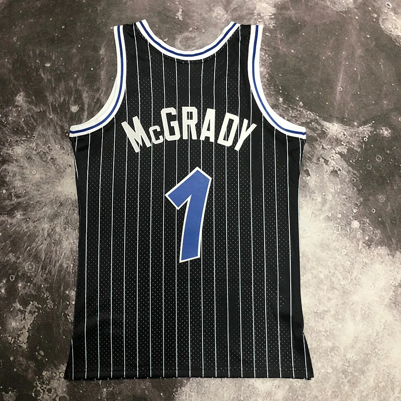 2004 Mitchell Ness Hot Print Retro Orlando Magic Basketball Jersey Black #1 McGrady