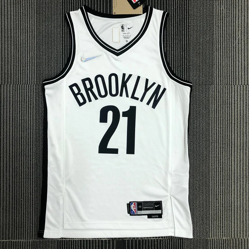 75th anniversary Brooklyn Nets Basketball jersey White #21 CLOWNEY