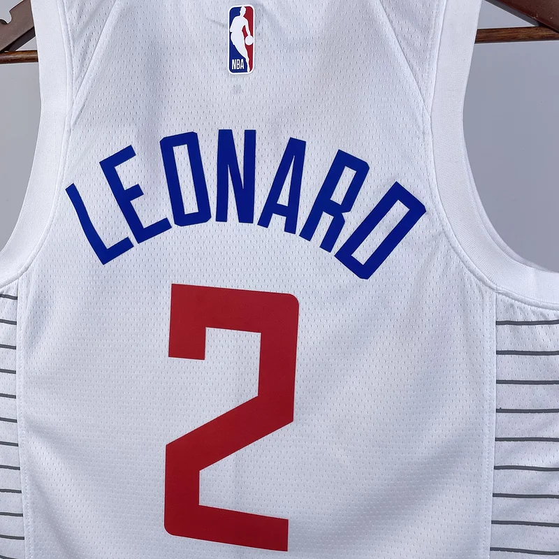 2023 Season   NBA Los Angeles Clippers Basketball jersey   Home   White  #2   LEONARD