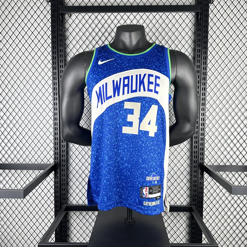 2024 Season NBA Milwaukee Bucks Basketball jersey city version #34 Antetokounmpo